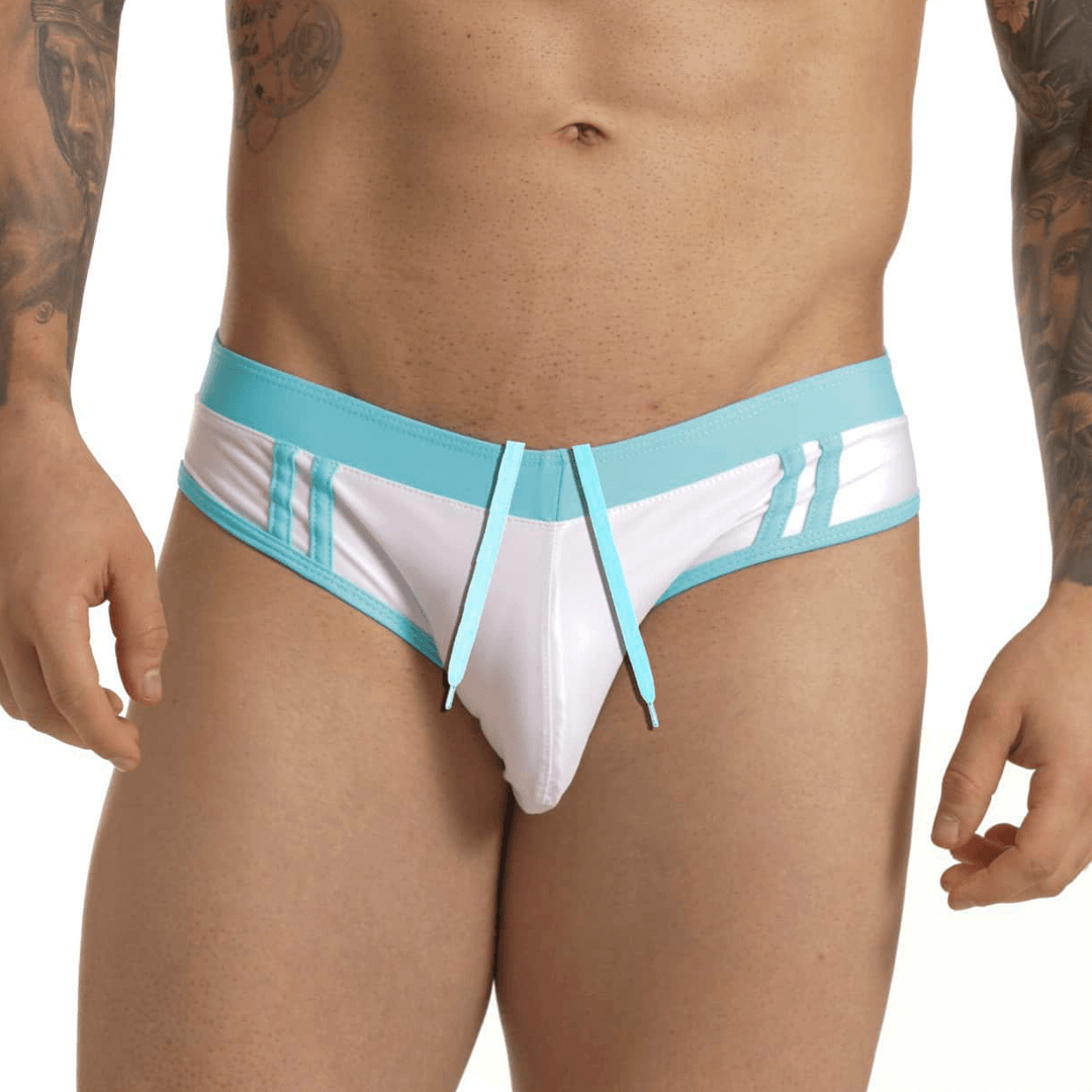ACTIVE WHITE BLUE SWIM BRIEF - Gigo Underwear & MensWear