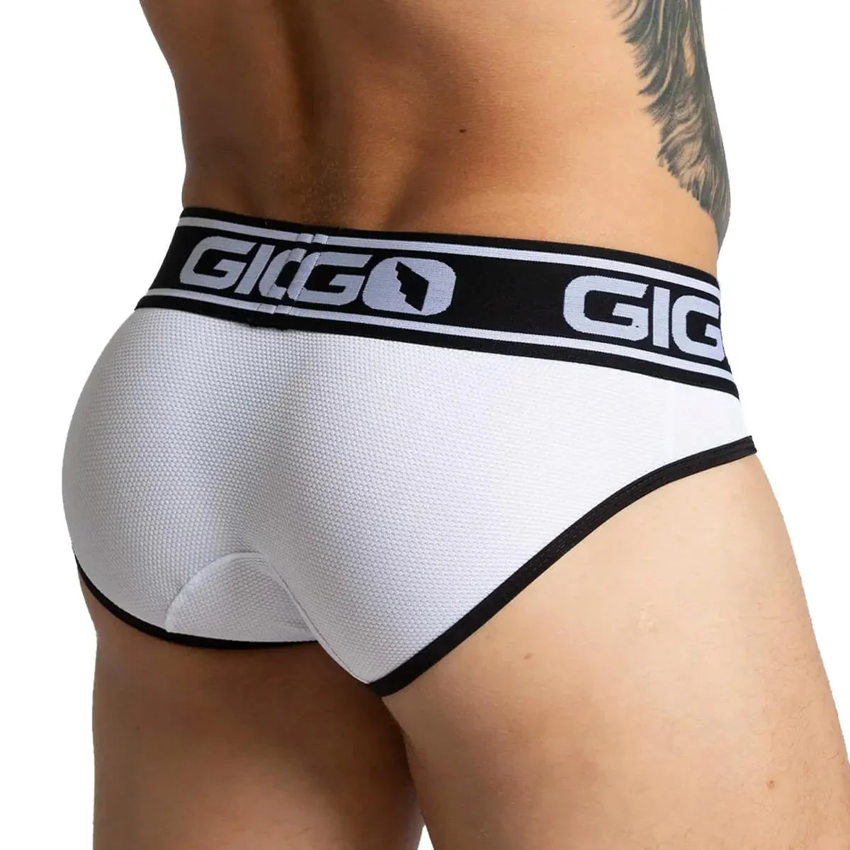 Audacy White Brief front view by Gigo Underwear