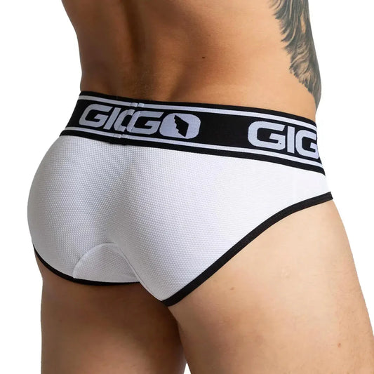 Audacy White Brief front view by Gigo Underwear