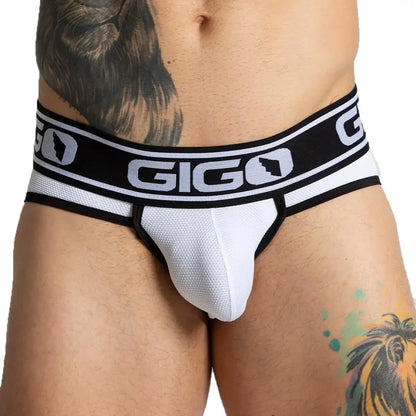 Audacy White Brief back view by Gigo Underwear