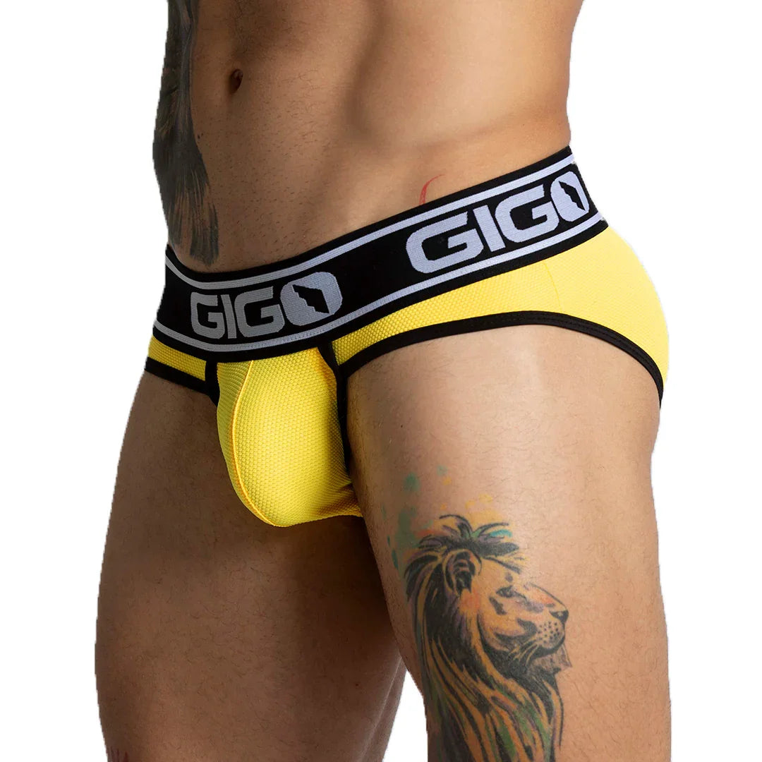 Audacy Yellow Brief back view by Gigo Underwear
