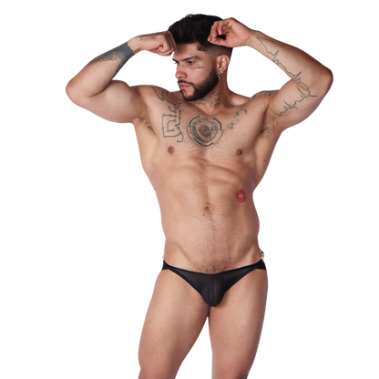 Anwar Black Jock Thong on model by Gigo Underwear