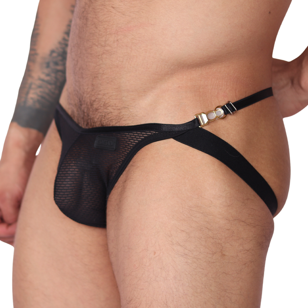 Anwar Black Jock Thong front view by Gigo Underwear