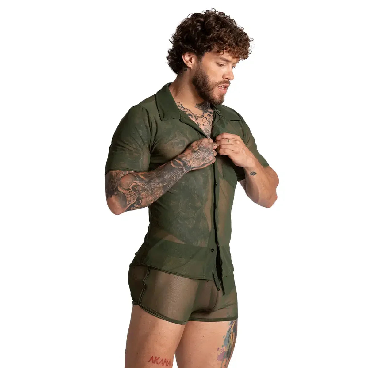 Bahia Green Shirt on model by Gigo Underwear