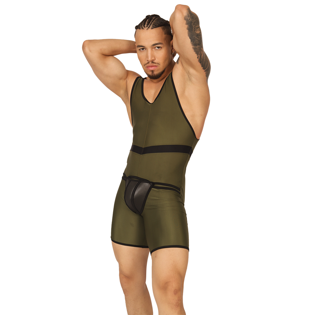 BOXING GREEN BODY - Men's Fetish Bodywear with Sexy Details
