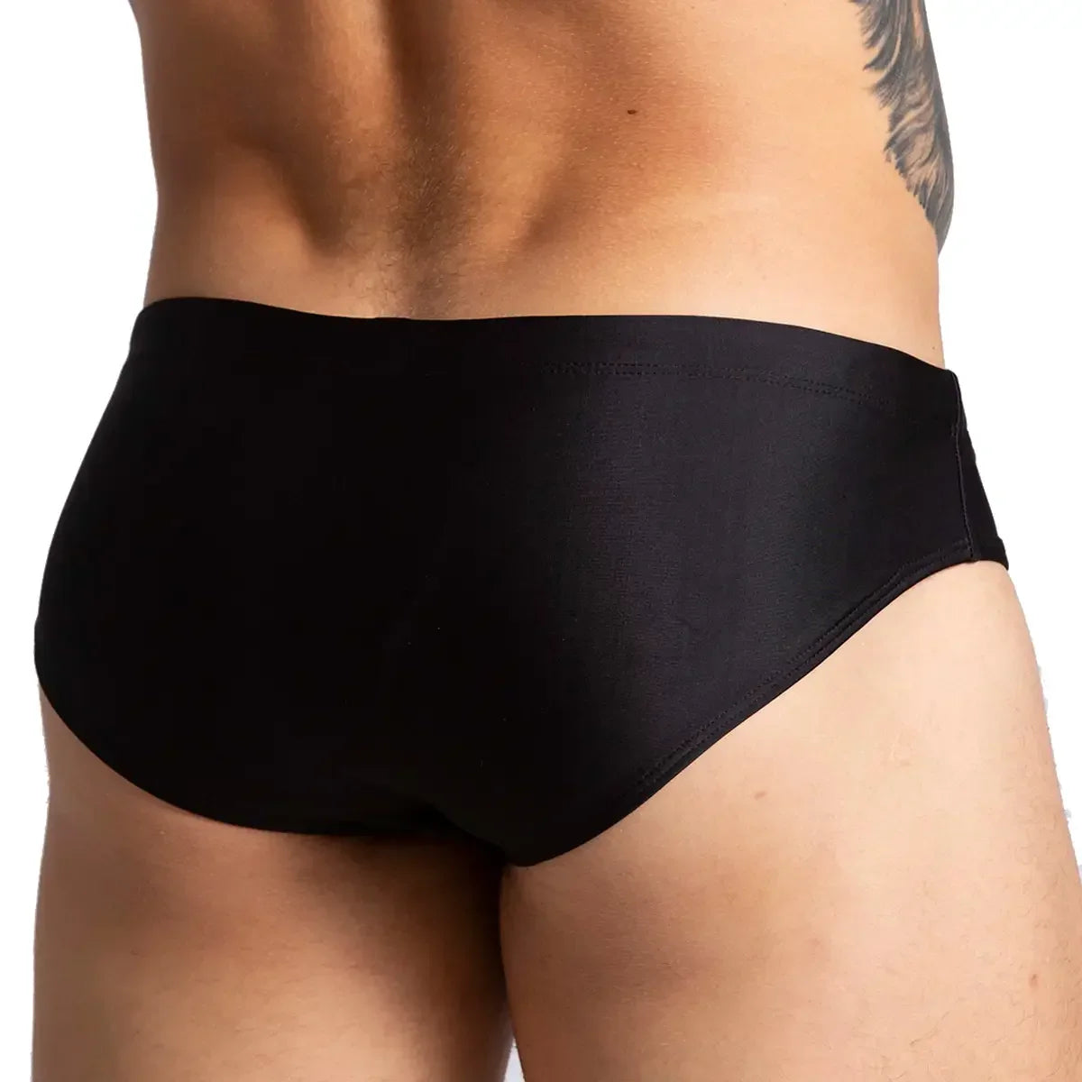 Brazilian Black Swim Brief front view by Gigo Underwear