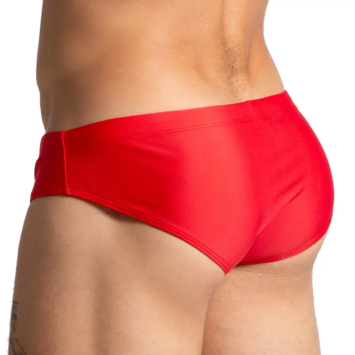 Brazilian Red Swim Brief front view by Gigo Underwear