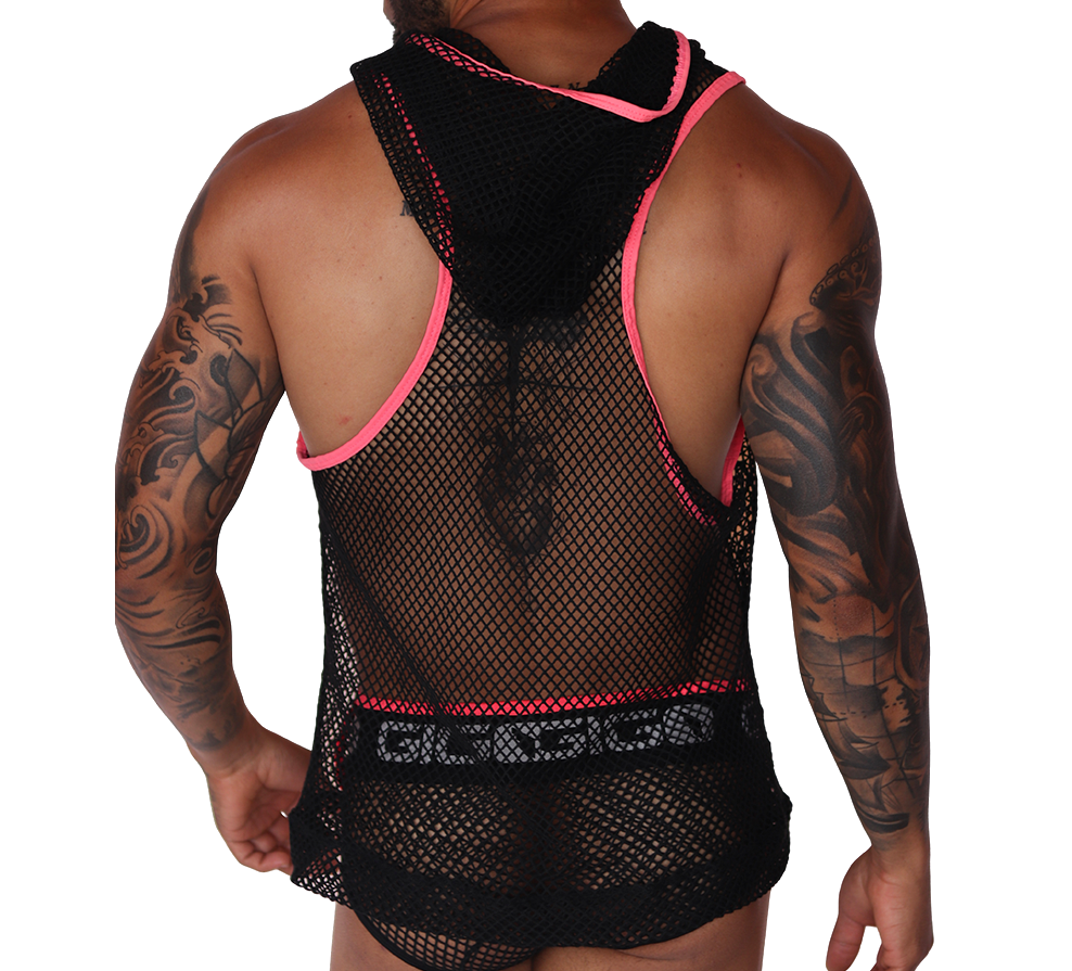 Boox Fuchsia Hoody T Shirt back view by Gigo Underwear