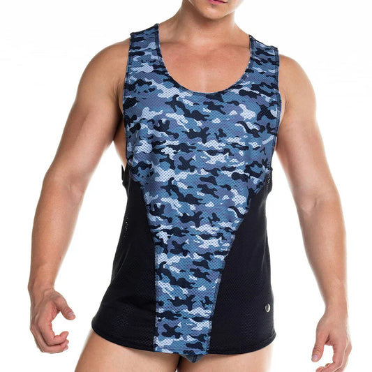 Camo Black Tank front view by Gigo Underwear
