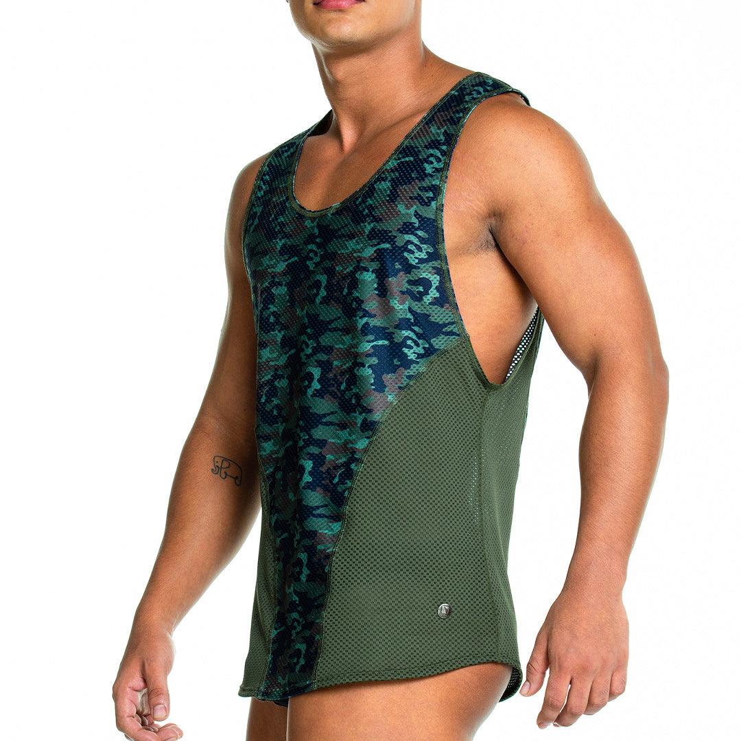 CAMO GREEN TANK - Gigo Underwear & MensWear