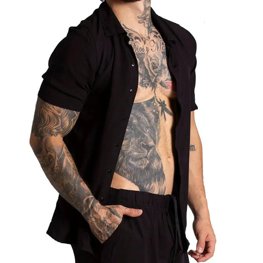 Chalis Black Shirt front view by Gigo Underwear