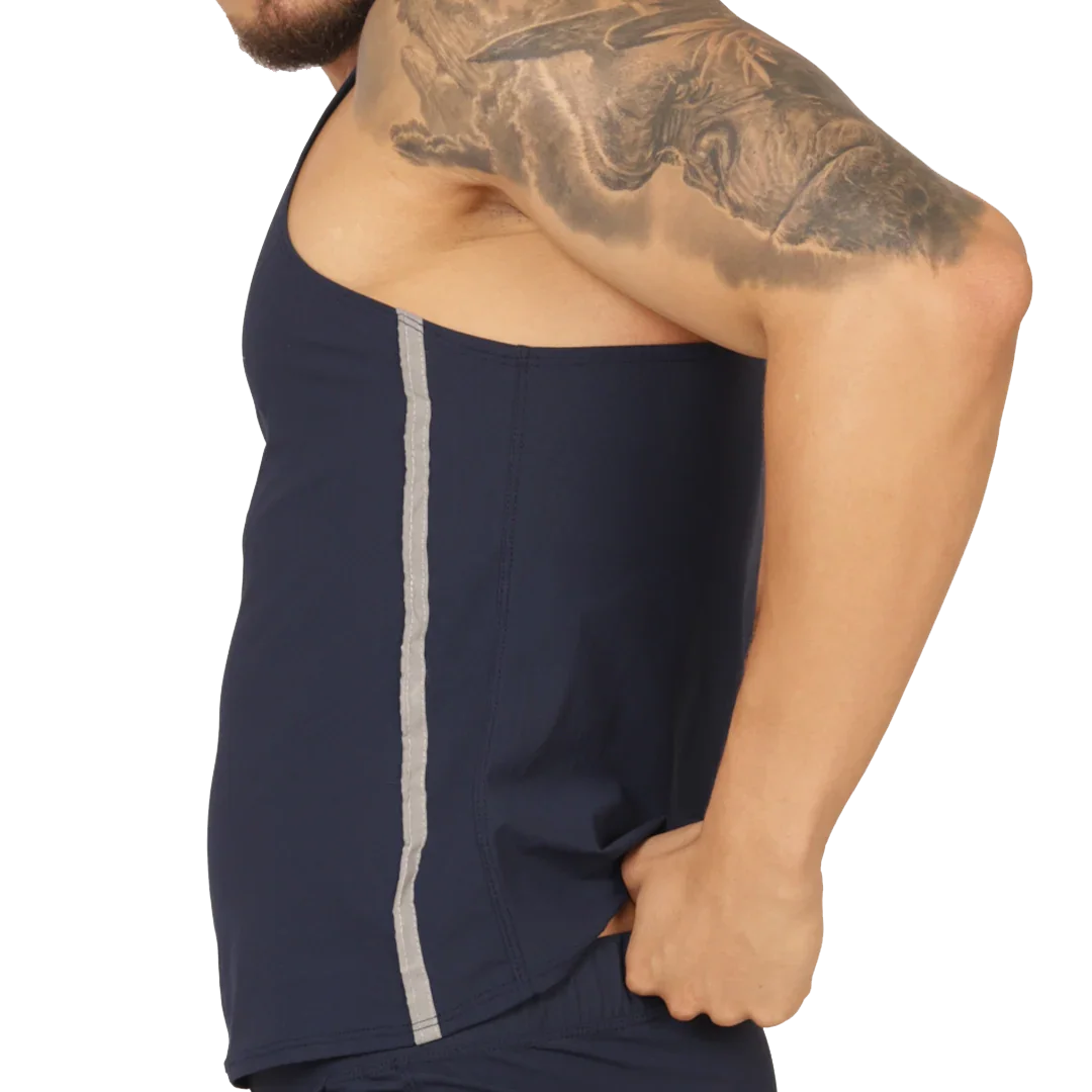 Club Blue Tank front view by Gigo Underwear