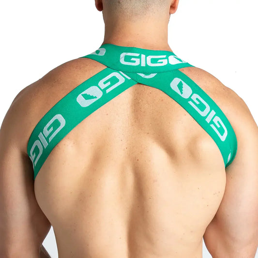 Colors Green Harness front view by Gigo Underwear
