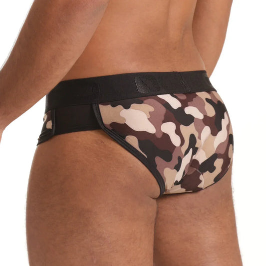 Combat Brown Brief front view by Gigo Underwear