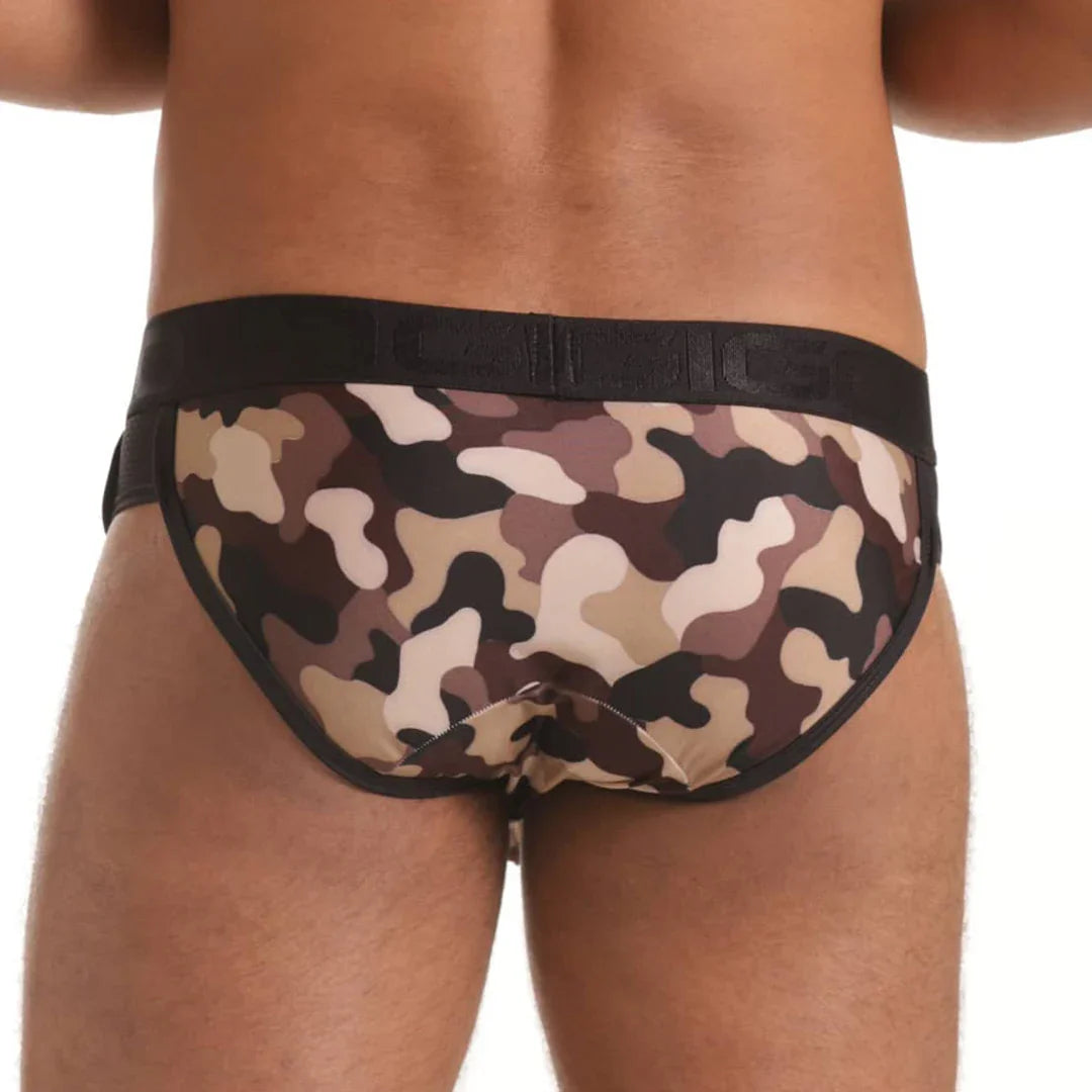 Combat Brown Brief back view by Gigo Underwear
