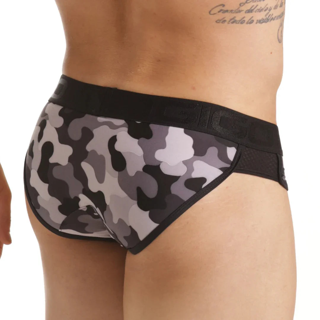 Combat Gray Brief on model by Gigo Underwear