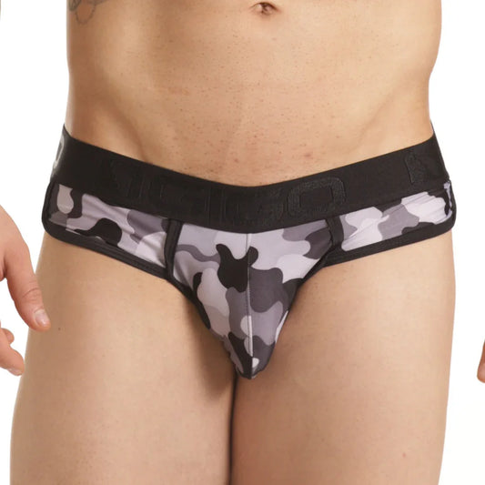 Combat Gray Brief front view by Gigo Underwear