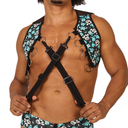 COMICS VEST HARNESS - Men's Fetish Harness with Bold Design