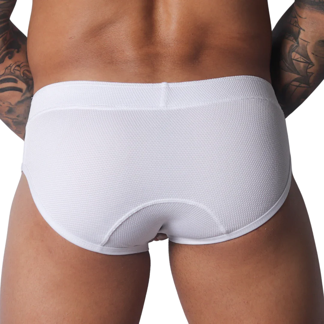 Cookie White Brief back view by Gigo Underwear