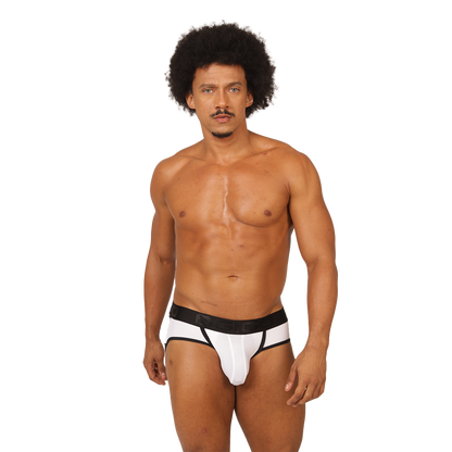 COOL WHITE JOCK THONG - Sexy Men's Jockstrap with Contrast Waistband