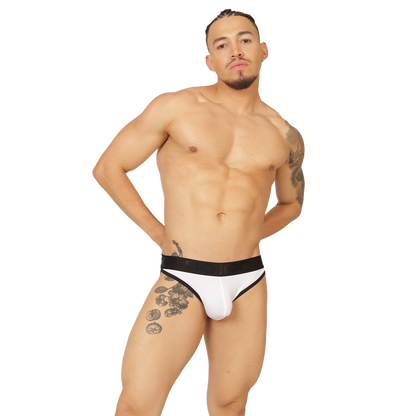 COOL WHITE BRIEF - Bold Men's Brief with Contrasting Waistband