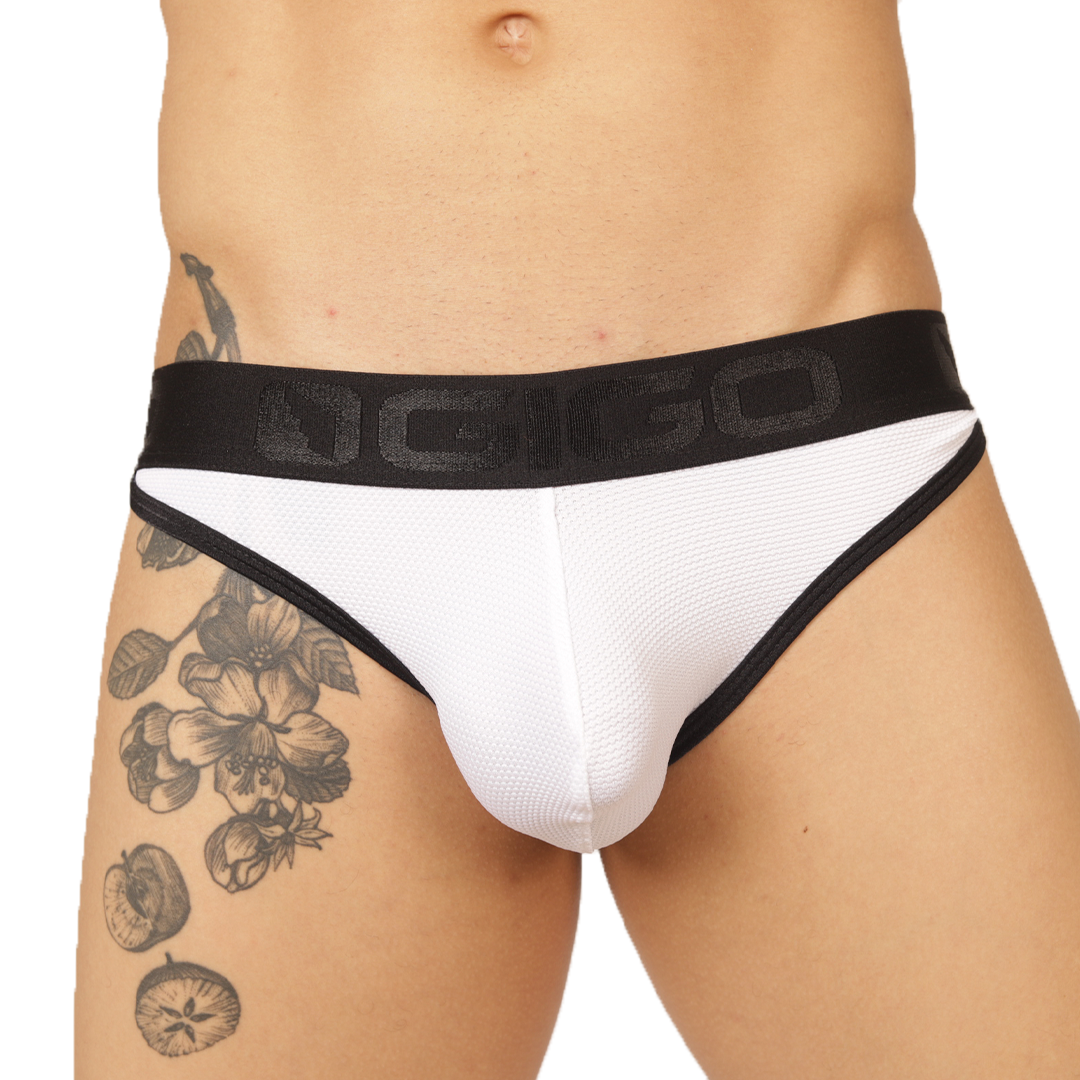 COOL WHITE BRIEF - Bold Men's Brief with Contrasting Waistband