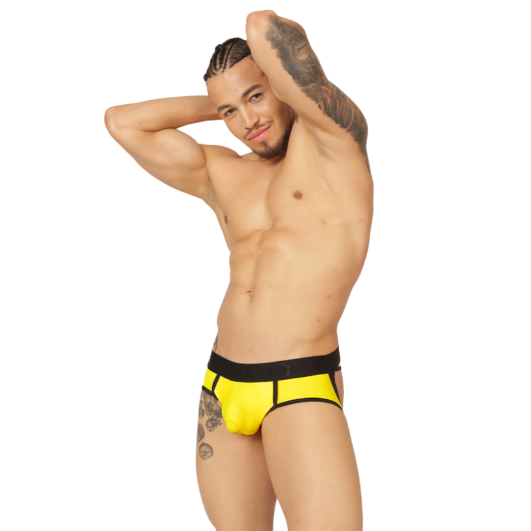 COOL YELLOW JOCK THONG - Sexy Men's Jockstrap with Contrast Waistband