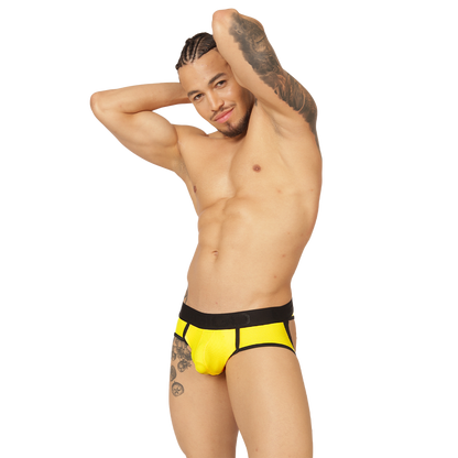 COOL YELLOW JOCK THONG - Sexy Men's Jockstrap with Contrast Waistband