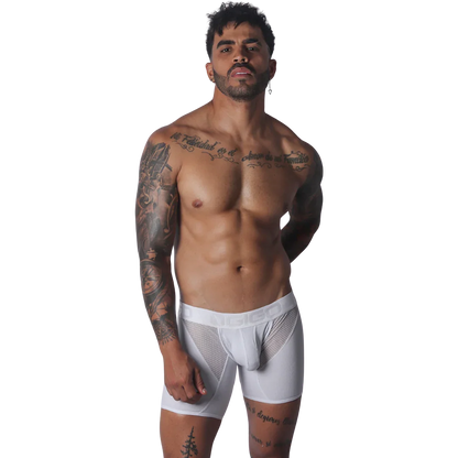 Cosmopolitan White Trunk on model by Gigo Underwear