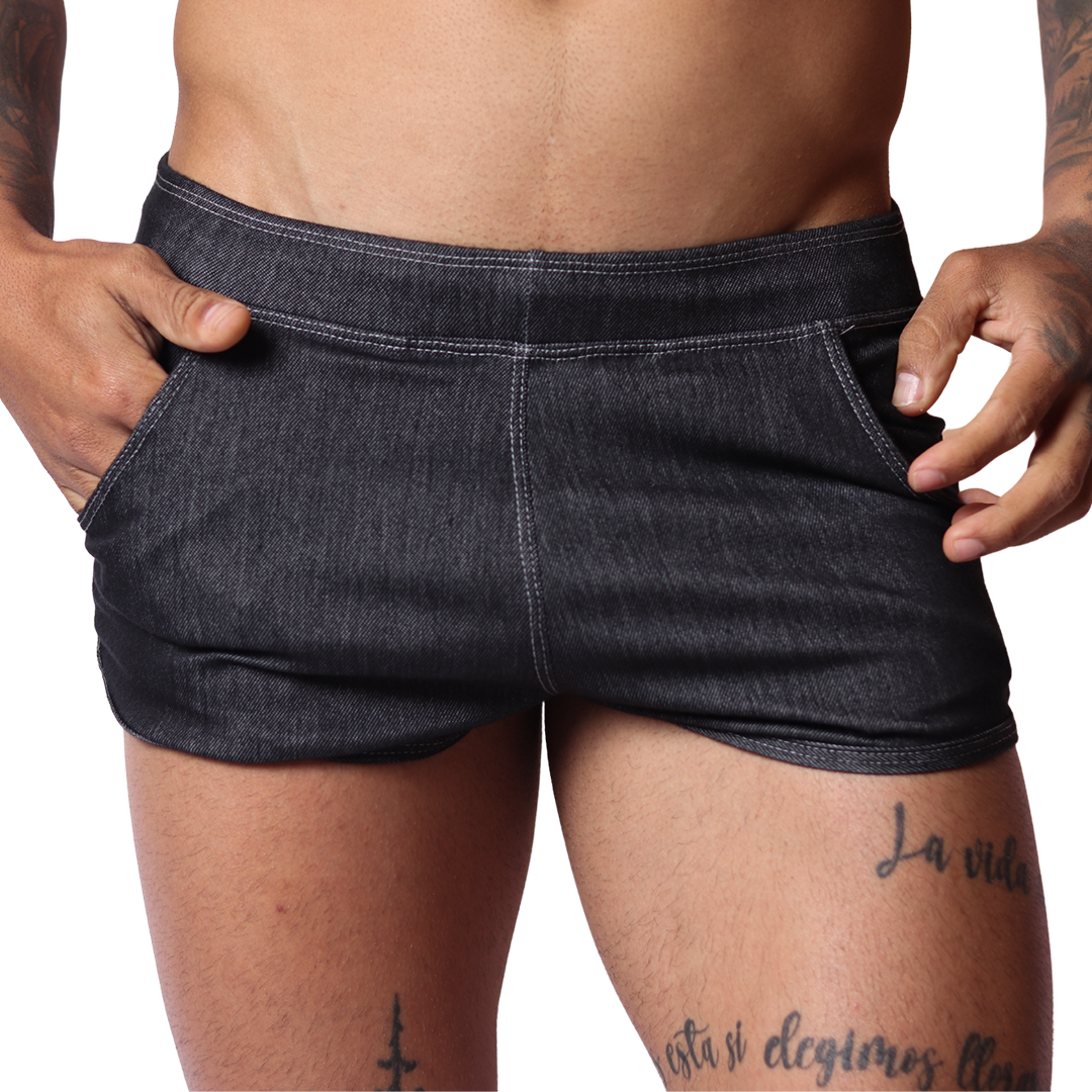 Denim Black Hot Shorts by Gigo Underwear