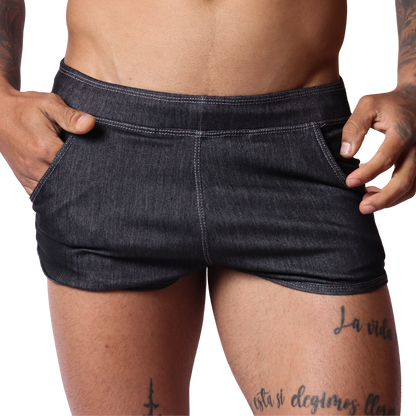 Denim Black Hot Shorts by Gigo Underwear