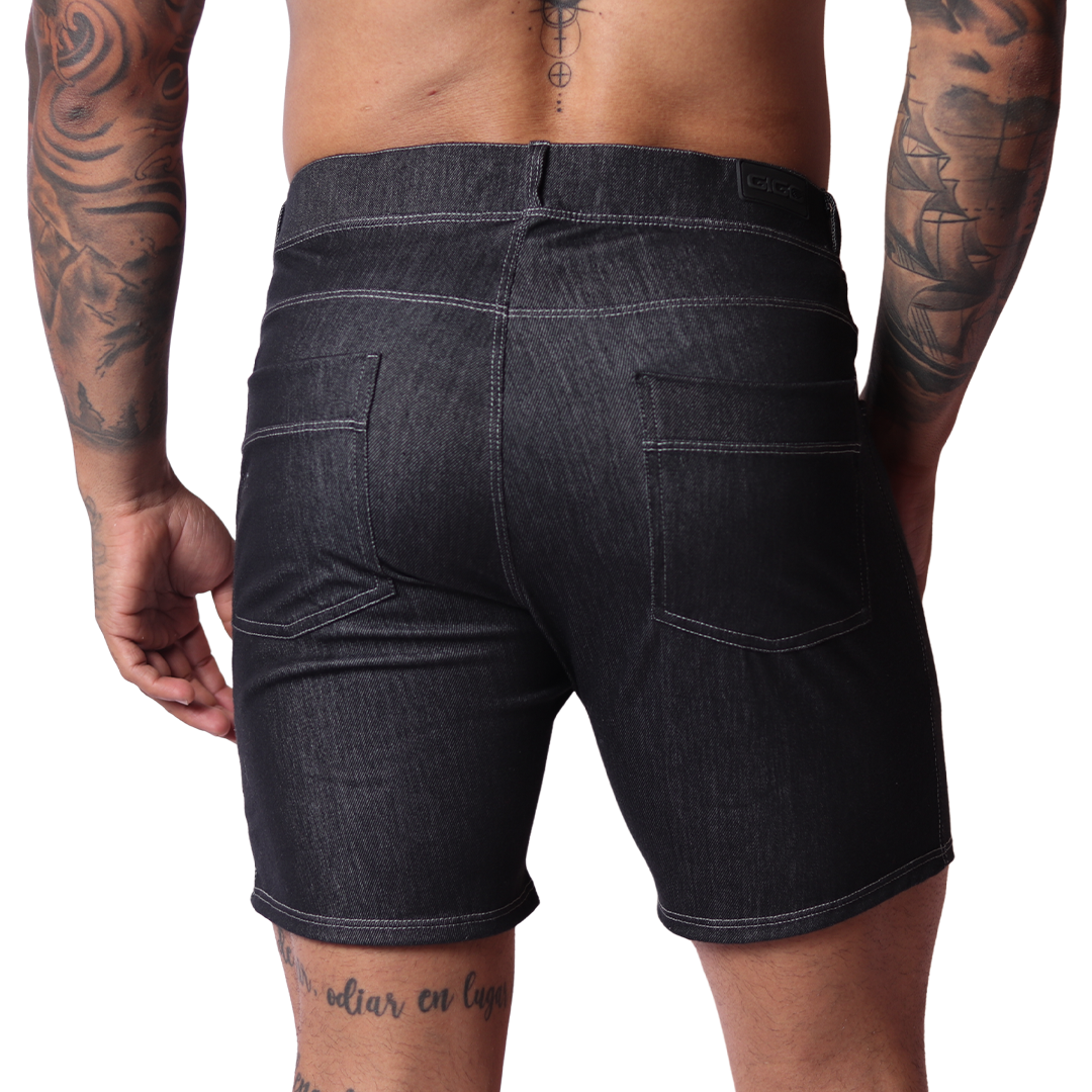 Denim Black Shorts back view by Gigo Underwear