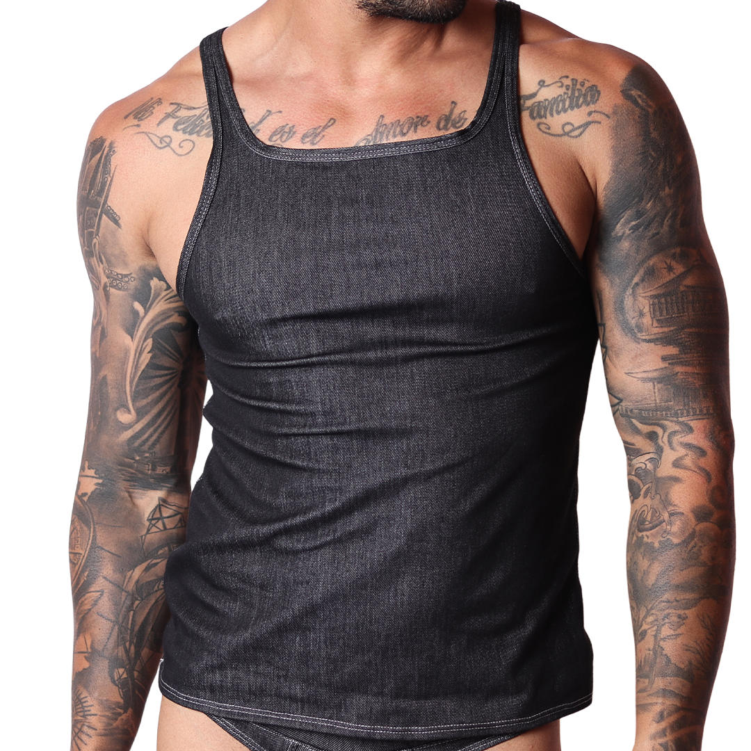 Denim Black Tank by Gigo Underwear
