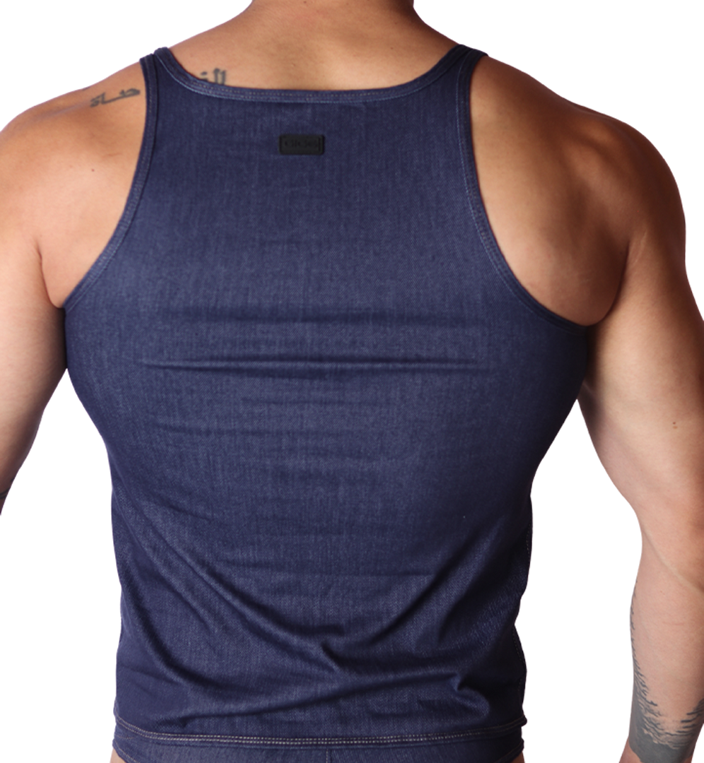 Denim Blue Tank back view by Gigo Underwear