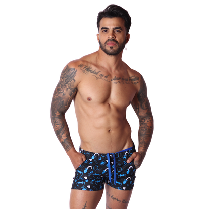 Dog Blue Shorts on model by Gigo Underwear