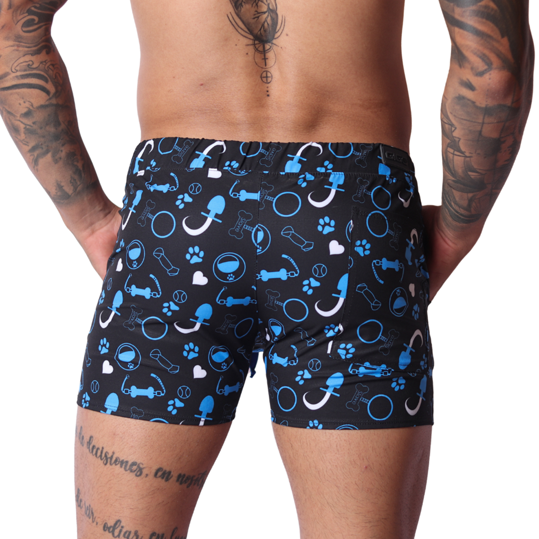 Dog Blue Shorts back view by Gigo Underwear