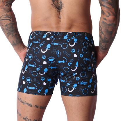 Dog Blue Shorts back view by Gigo Underwear