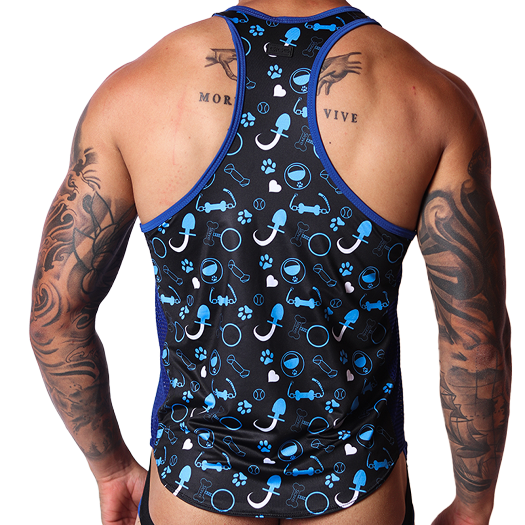 Dog Blue Tank back view by Gigo Underwear