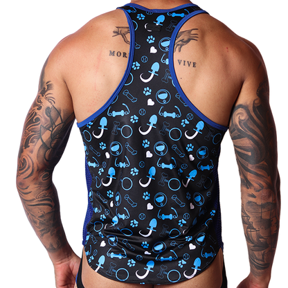 Dog Blue Tank back view by Gigo Underwear