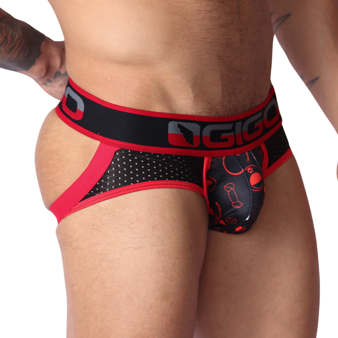 Dog Red Jockstrap front view by Gigo Underwear