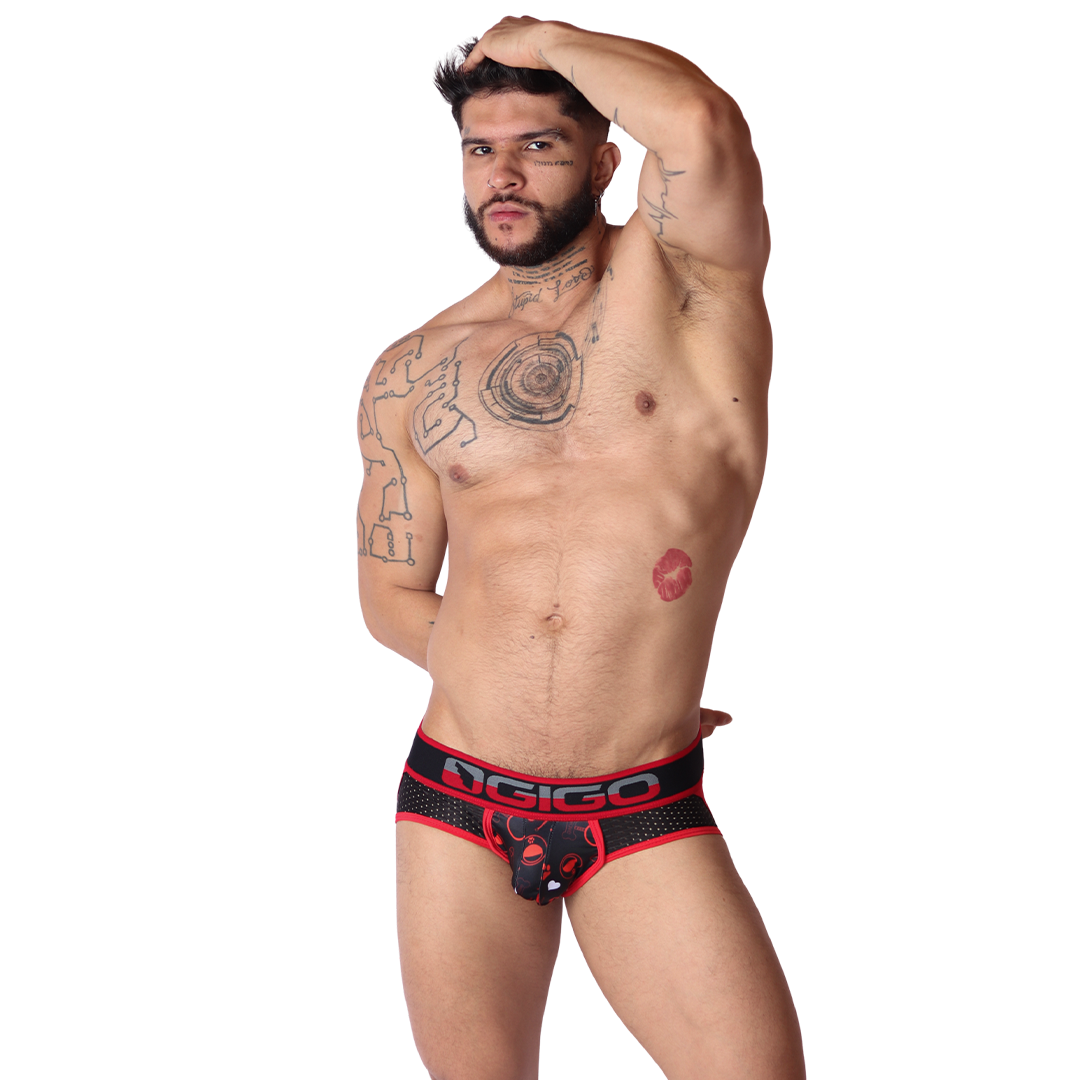Dog Red Jockstrap on model by Gigo Underwear