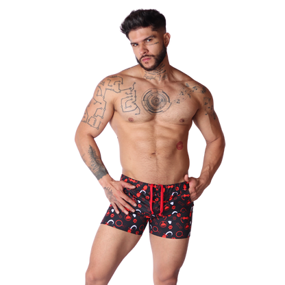 Dog Red Shorts on model by Gigo Underwear