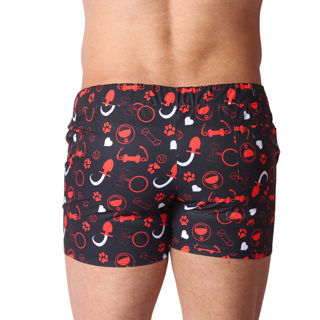 Dog Red Shorts back view by Gigo Underwear