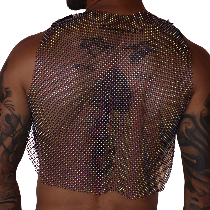 Diamond Black Crop Top back view by Gigo Underwear