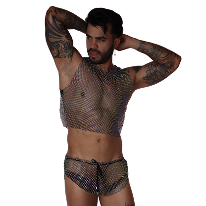 Diamond Black Crop Top on model by Gigo Underwear