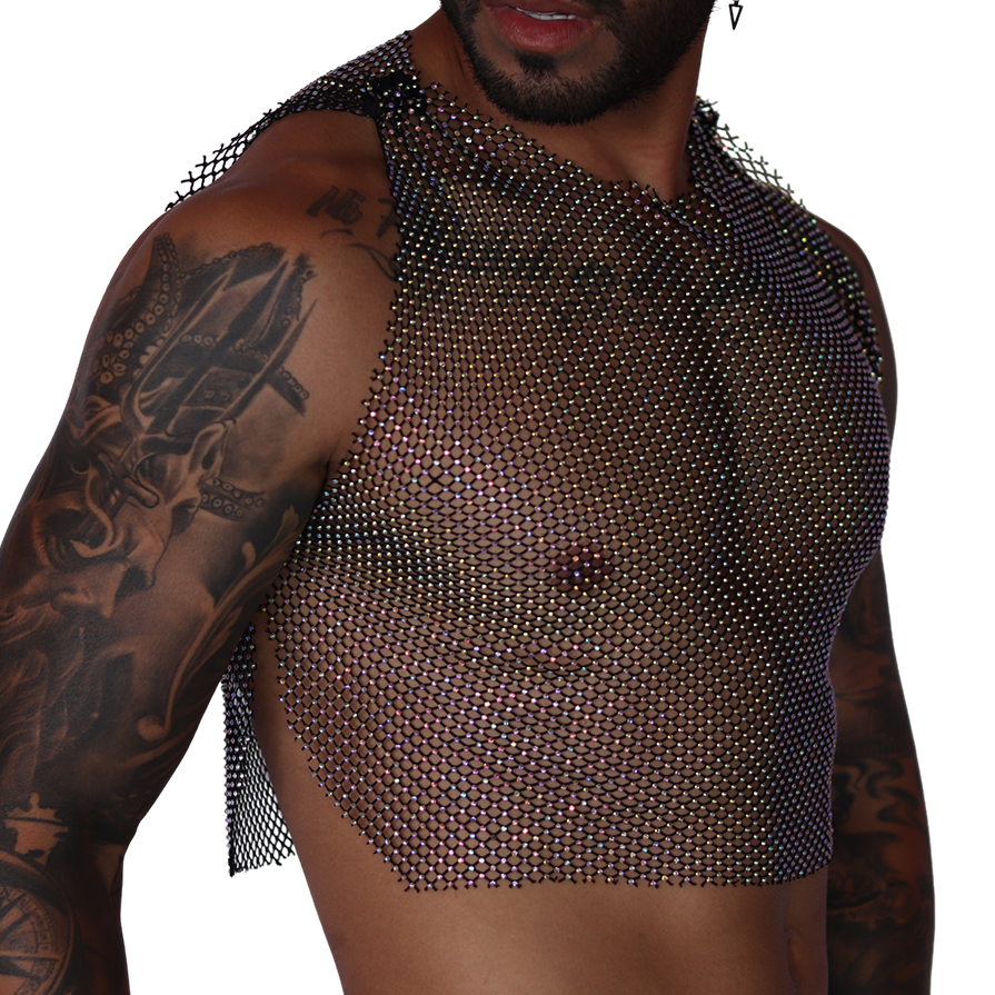 Diamond Black Crop Top front view by Gigo Underwear