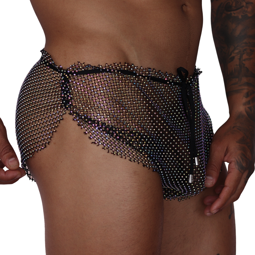 Diamond Black Hot Shorts front view by Gigo Underwear