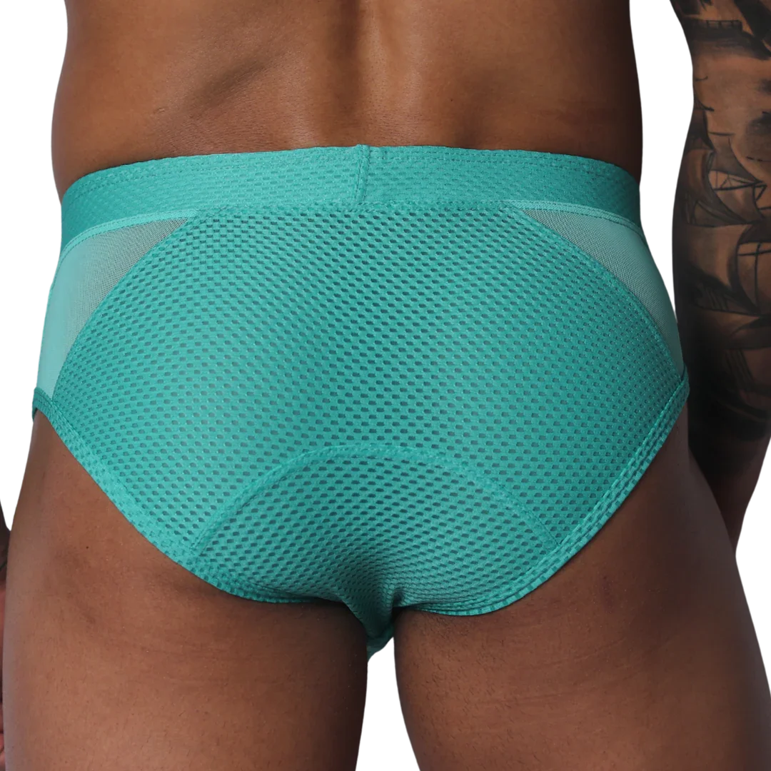 Evocative Aqua Brief back view by Gigo Underwear