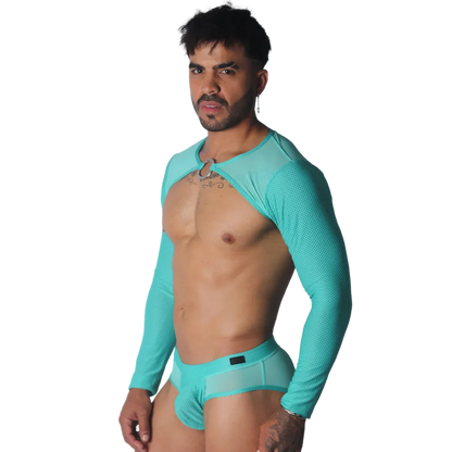 Evocative Aqua Harness on model by Gigo Underwear