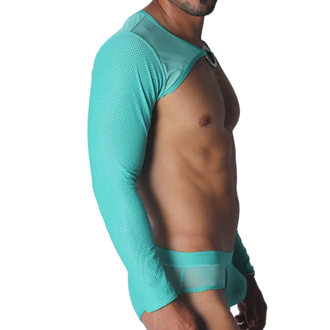 Evocative Aqua Harness front view by Gigo Underwear